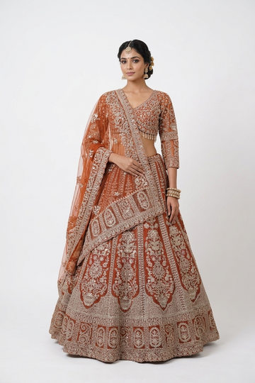REDDISH COPPER LEHENGA CHOLI