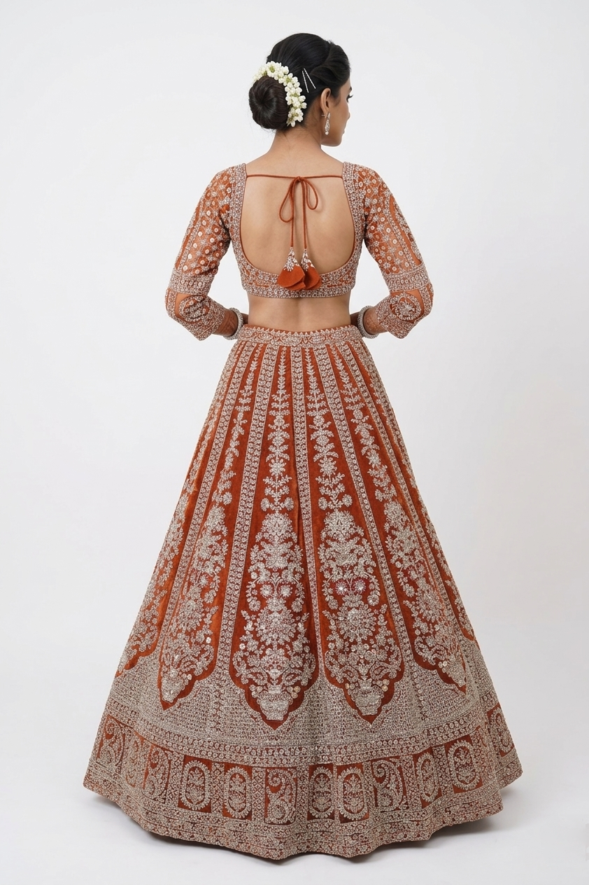 REDDISH COPPER LEHENGA CHOLI