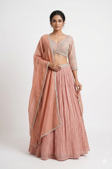RUST-RED LEHENGA CHOLI