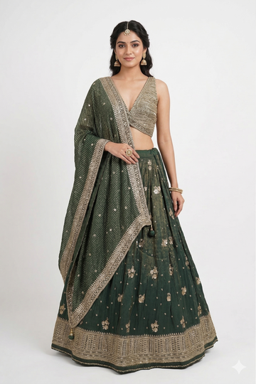 DARK GREEN LEHENGA CHOLI