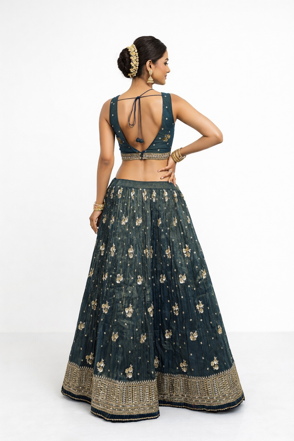DARK DEEP STEEL BLUE LEHENGA CHOLI