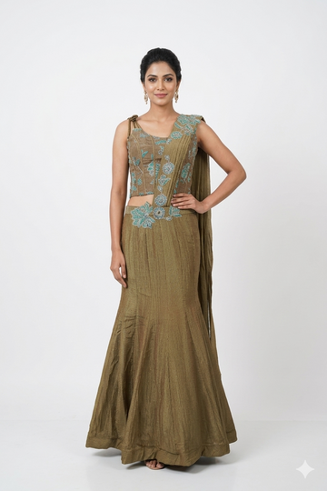 DARK SAGE GREEN LEHENGA CHOLI