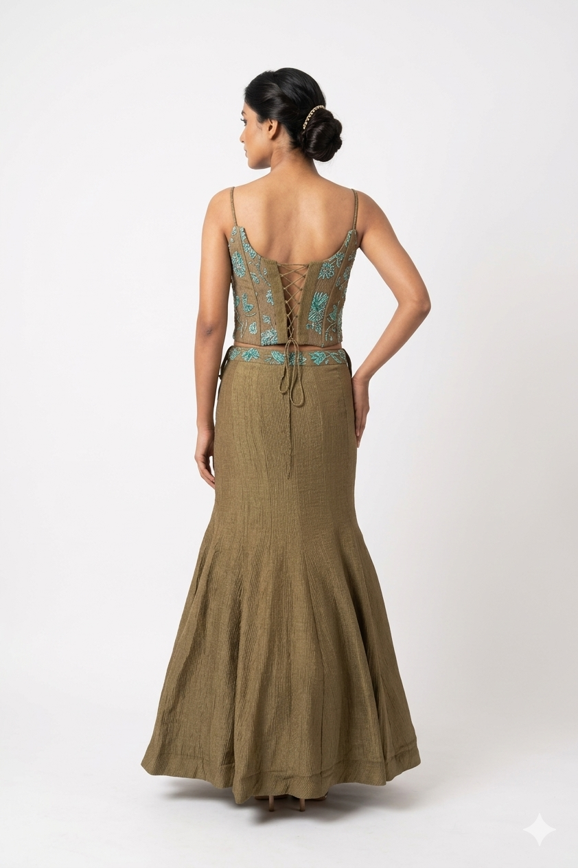 DARK SAGE GREEN LEHENGA CHOLI