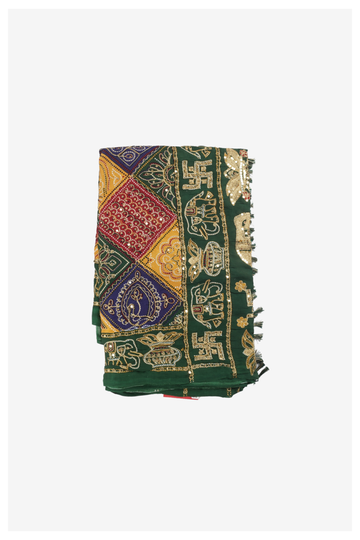 Bottle Green Gharchola Gajji Art Silk Wedding Saree