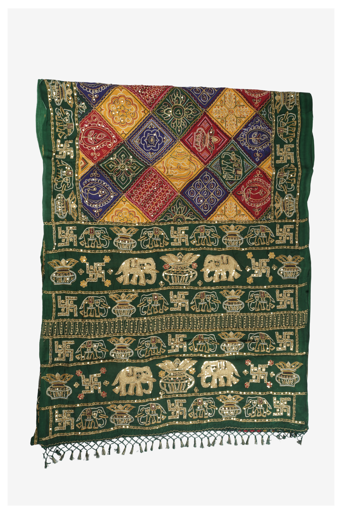 Bottle Green Gharchola Gajji Art Silk Wedding Saree