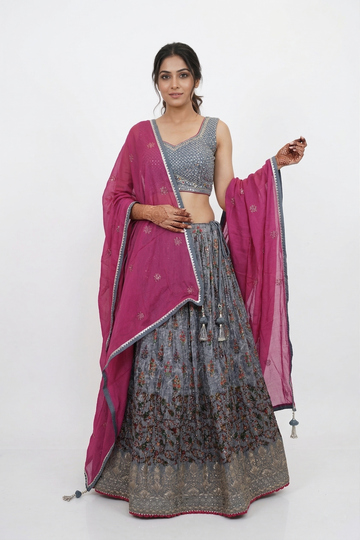 GRAY LEHENGA CHOLI