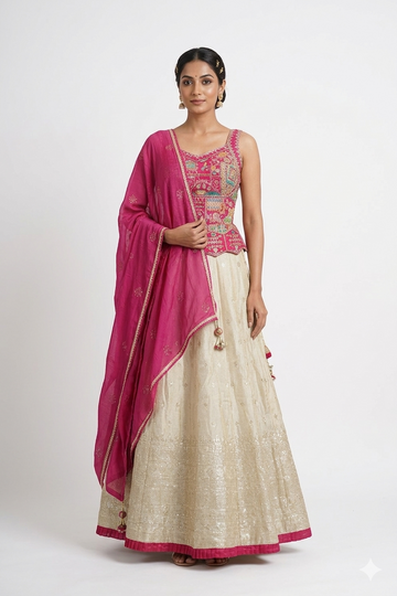 IVORY - PINK LEHENGA CHOLI