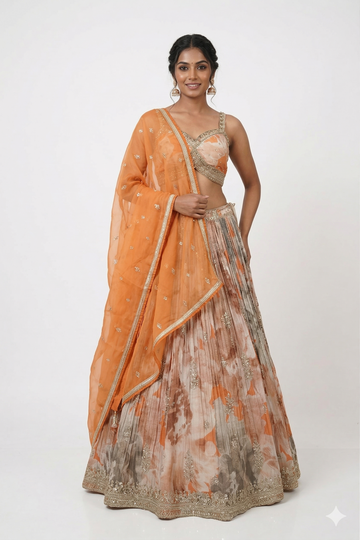 PEACH  COLOUR LEHENGA CHOLI