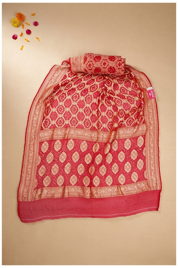 Rani Pink Pure Silk Banarasi Wedding & Party Wear Saree