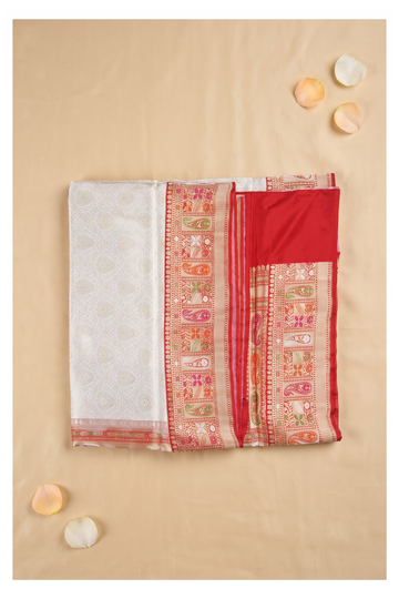 Ivory Banarasi Pure Silk Wedding & Party Saree