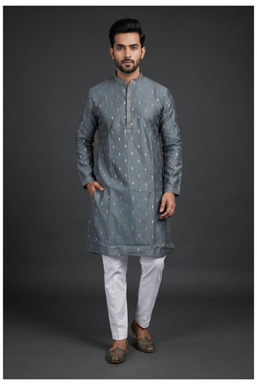 Steel Blue Motif Kurta