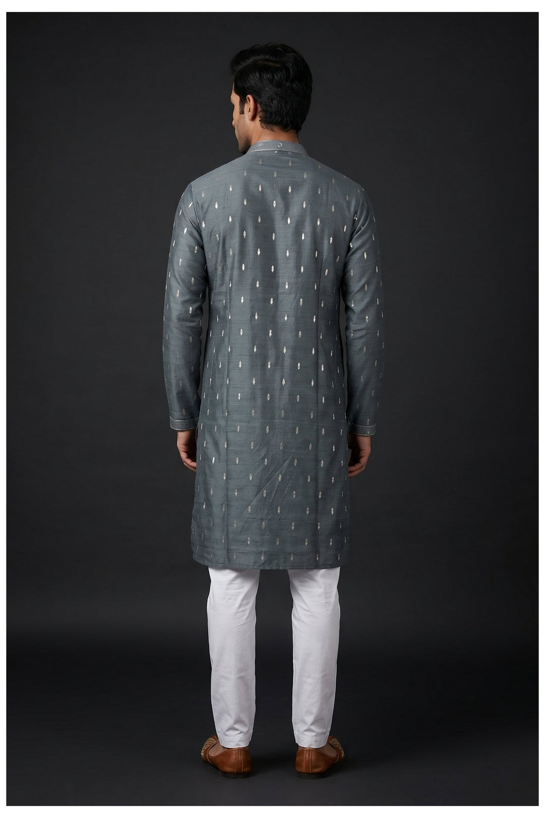 Steel Blue Motif Kurta