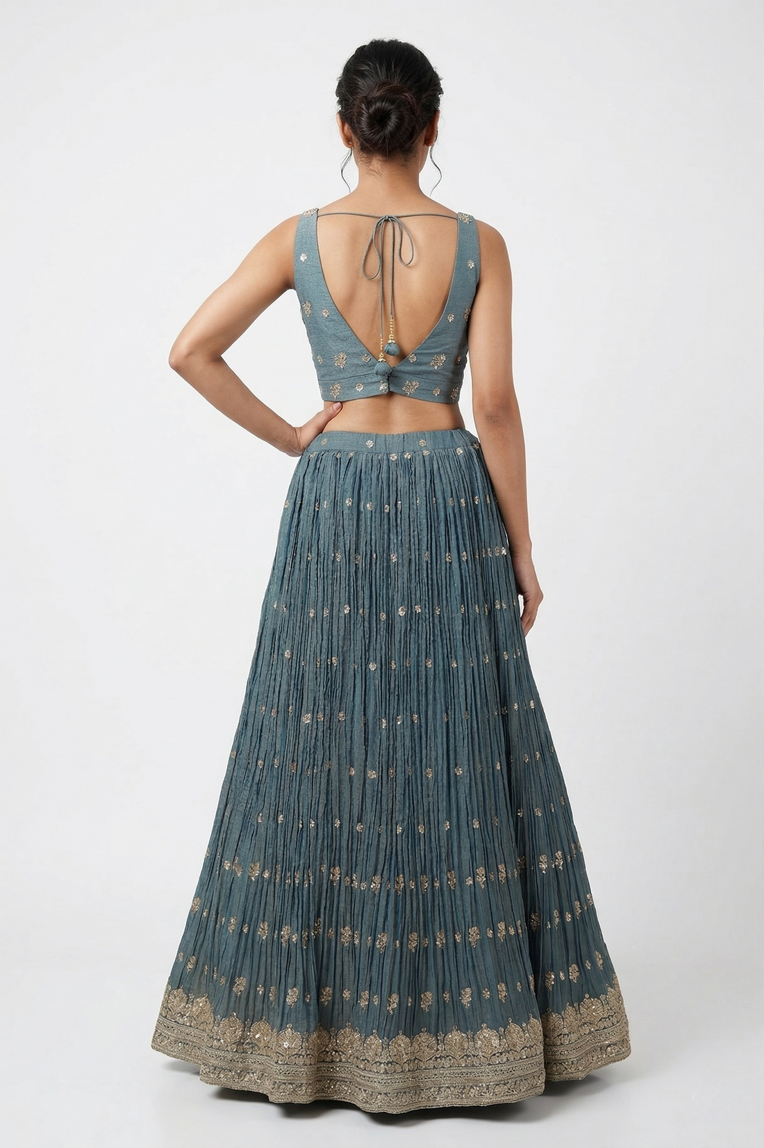 DARK DEEP STEEL BLUE LEHENGA CHOLI
