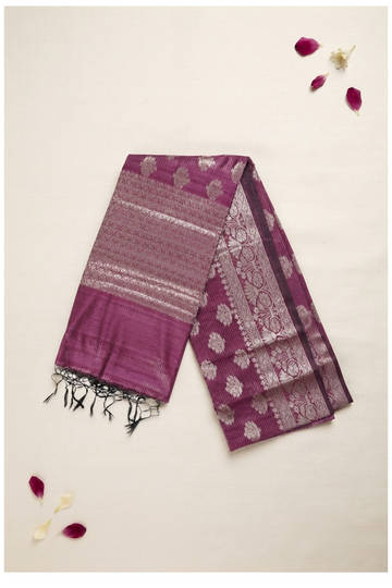 Wine Banarasi Art Silk Wedding Party Wear Saree