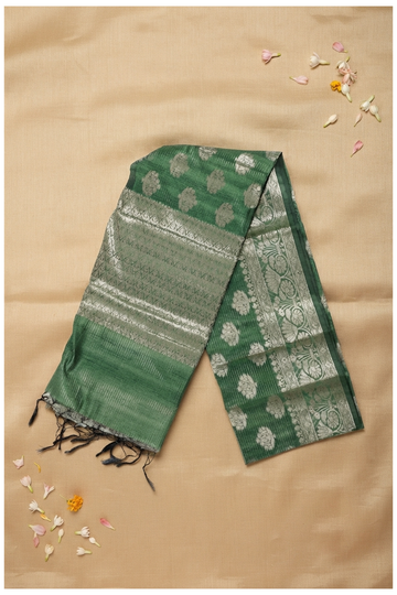 Bottle Green Banarasi Art Silk Wedding Party Wear Saree