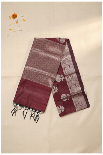 Maroon Banarasi Art Silk Wedding Party Wear Saree