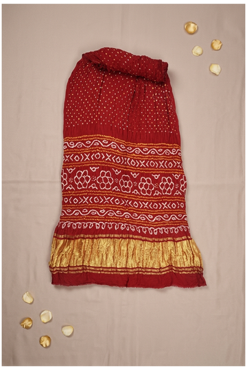 Maroon Art Silk Gajji Bandhni Wedding Saree