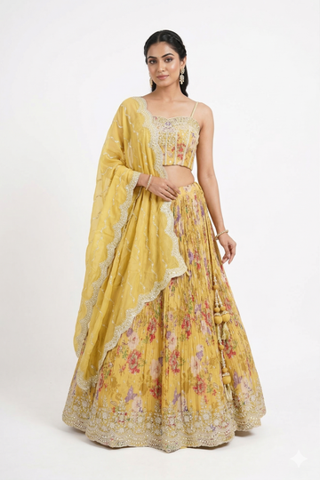 LEMON YELLOW  COLOUR LEHENGA CHOLI
