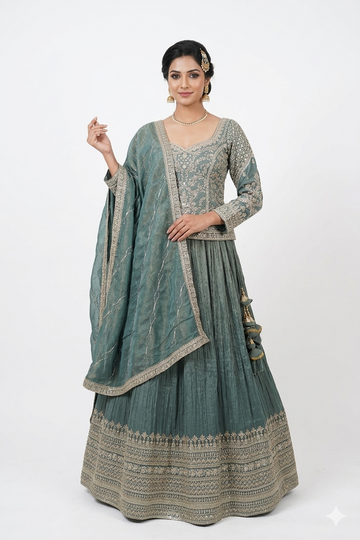 DARK CADET BLUE LEHENGA CHOLI