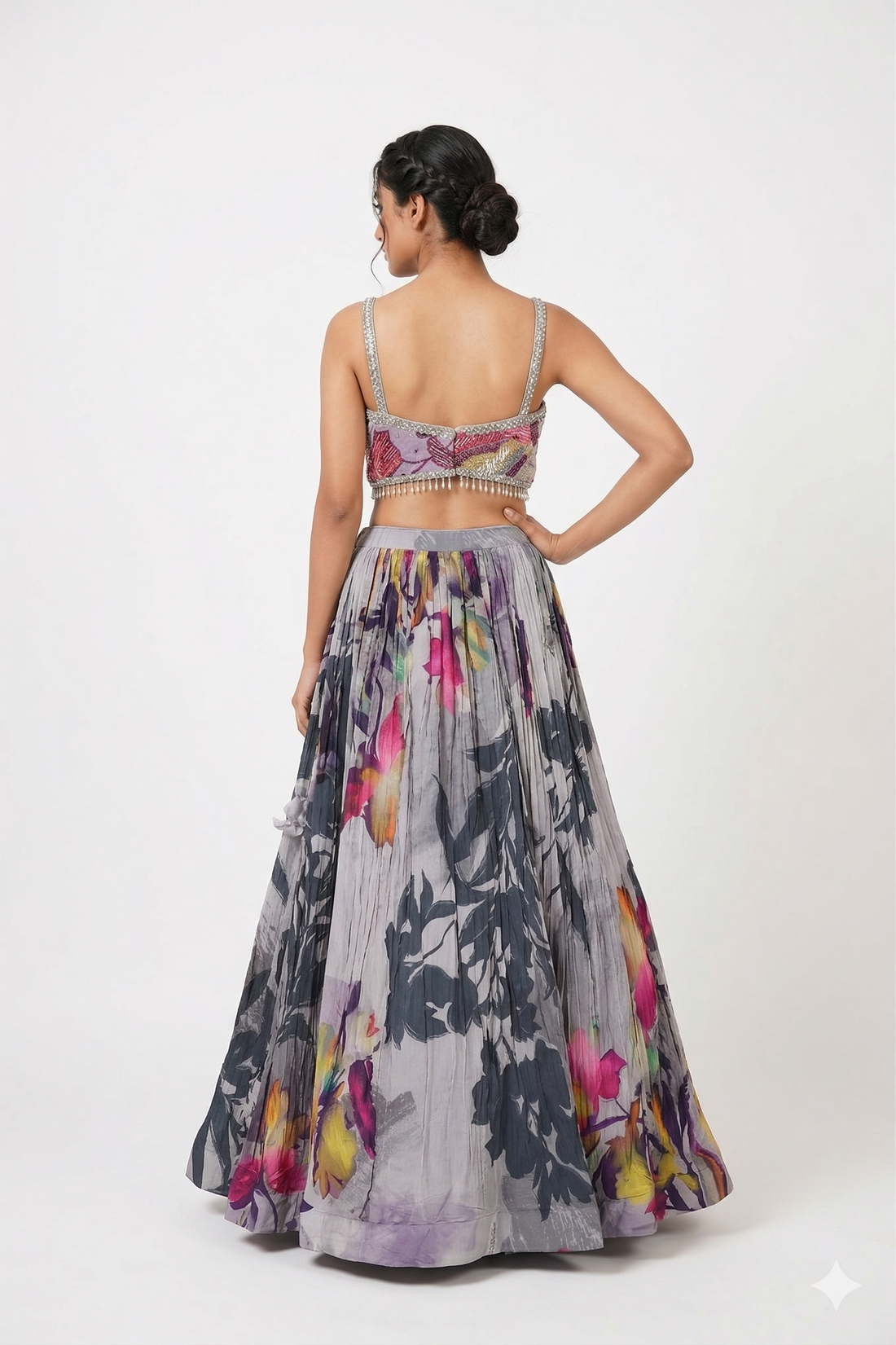 GRAY  LEHENGA CHOLI