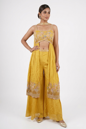 Sunshine Yellow Embroidered Lehenga Set with Designer Blouse &amp; Dupatta