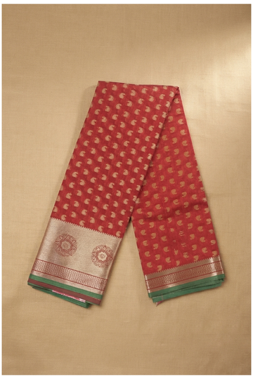 Brick Red Banarasi Art Silk Wedding & Party Wear Saree