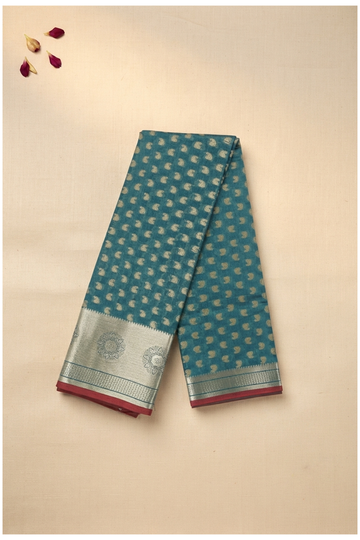 Teal Banarasi Art Silk Wedding Party Wear Saree