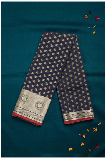 Midnight Blue Banarasi Art Silk Wedding Saree