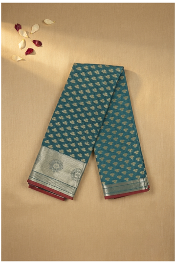 Teal Banarasi Art Silk Wedding Party Saree