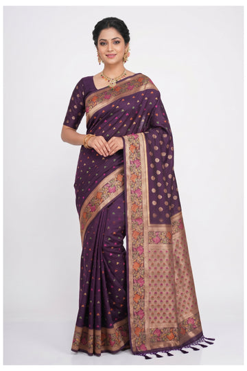 Purple Banarasi Silk Saree