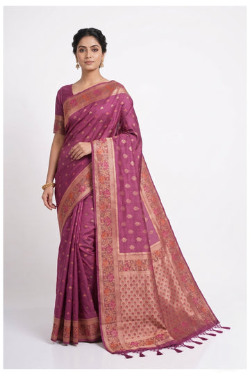 Magenta Banarasi Silk Saree