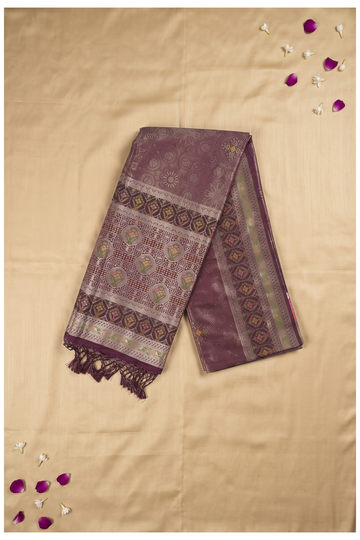 Wine Banarasi Art Silk Saree For Wedding & Party Wear