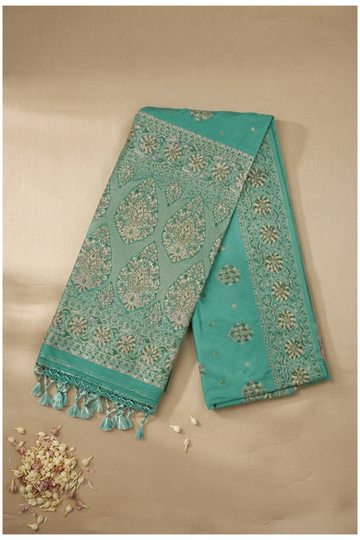 Teal Banarasi Art Silk Wedding & Party Saree