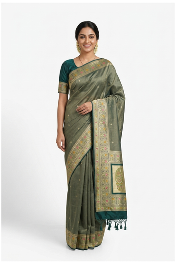 Bottle Green Banarasi Art Silk Wedding Saree
