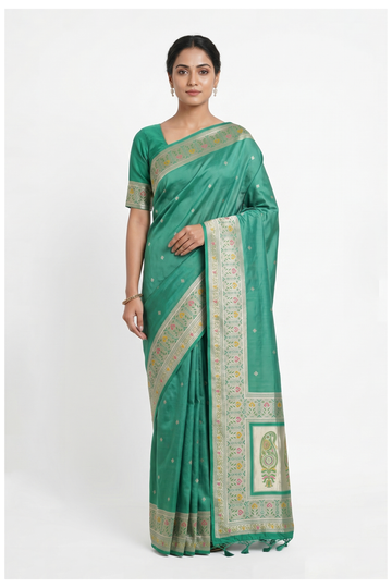 Jade Green Banarasi Art Silk Wedding Saree