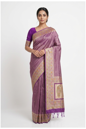 Mauve Banarasi Art Silk Wedding Saree