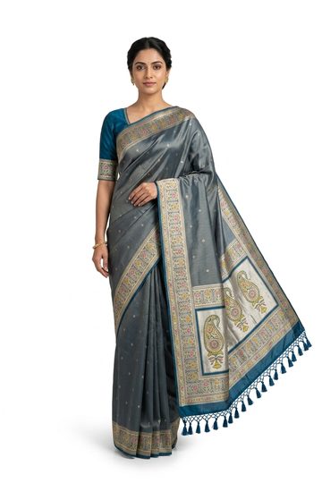 Teal Banarasi Art Silk Wedding Party Wear Saree
