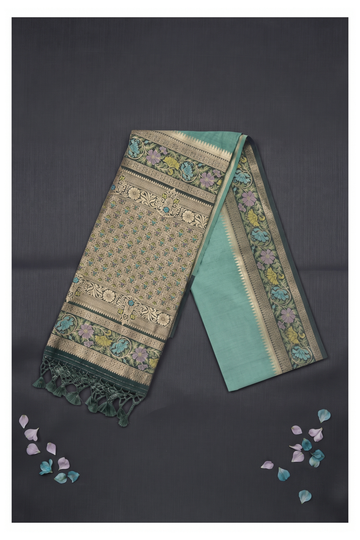 Mint Green Banarasi Art Silk Wedding Saree