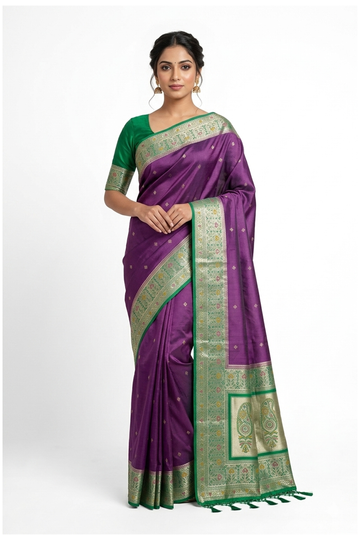 Purple Banarasi Art Silk Wedding Saree