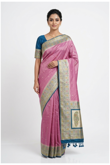 Violet Red  Banarasi Art Silk Wedding & Party Wear Saree