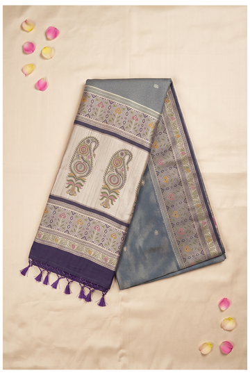 Steel Blue Banarasi Art Silk Wedding Saree