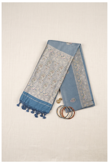 Steel Blue Banarasi Art Silk Wedding Saree