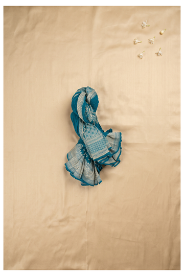 Teal Banarasi Pure Silk Wedding & Party Wear Saree