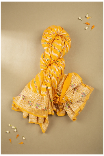 Yellow Banarasi Pure Silk Wedding & Party Wear Saree