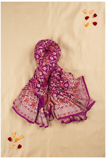 Magenta Pure Silk Banarasi Wedding And Party Wear Saree