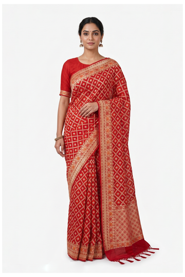 Ruby Red Banarasi Pure Silk Wedding Saree