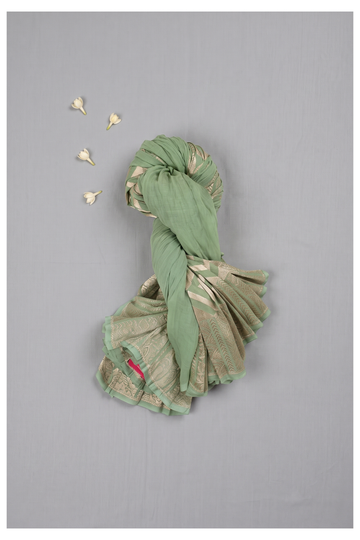 Pistachio Green Banarasi Pure Silk Wedding & Party Wear Saree
