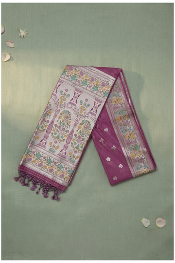Wine Banarasi Art Silk Wedding Party Wear Saree