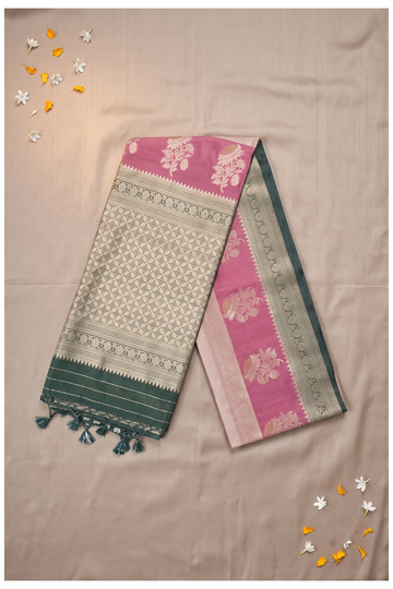 Blush Pink Banarasi Art Silk Wedding Saree