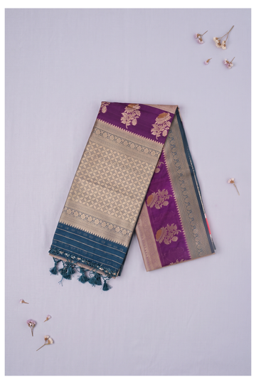 Champagne Banarasi Art Silk Wedding & Party Wear Saree